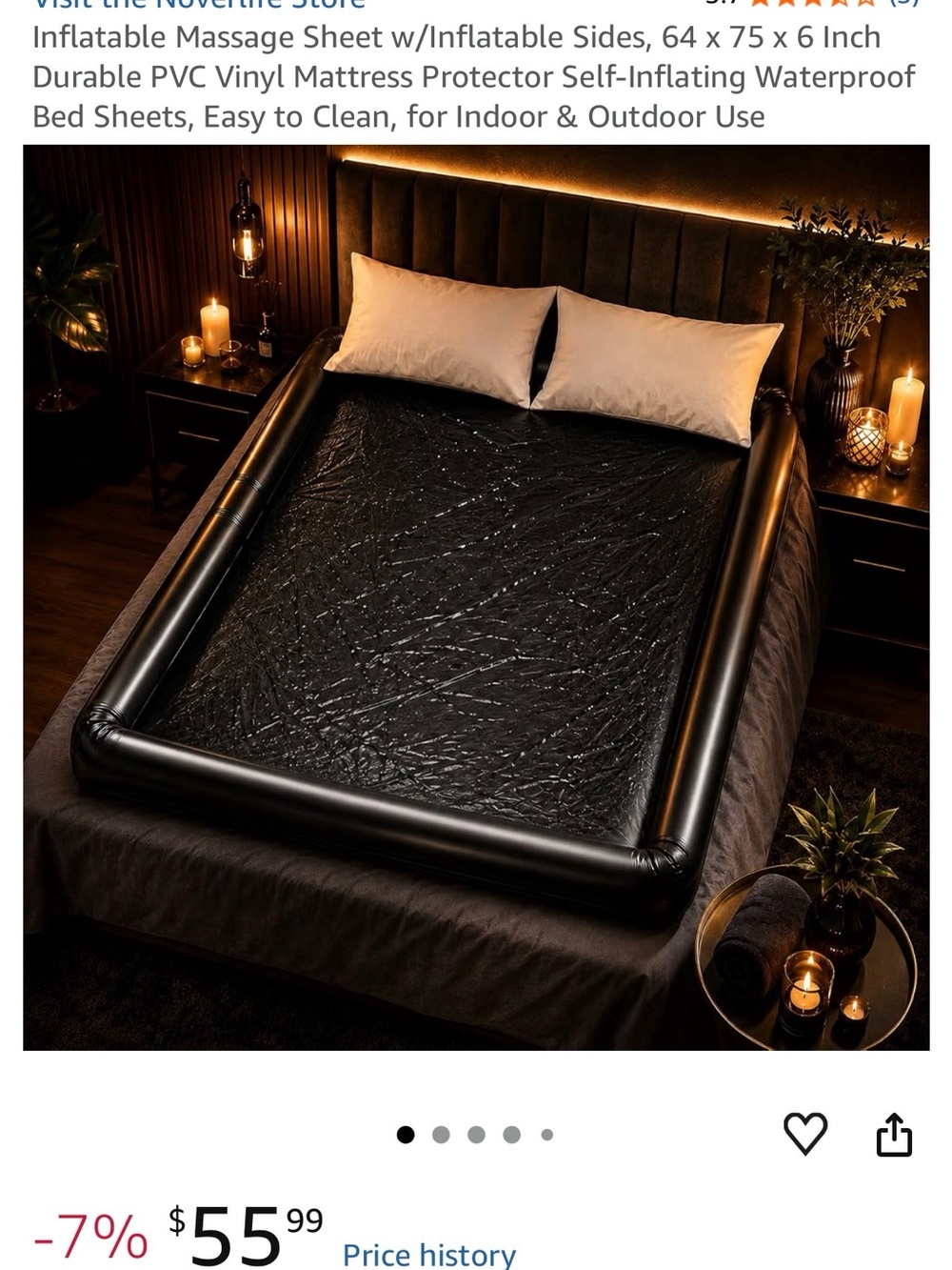 Black Inflatable Waterproof Mattress Protector Bed Sheet